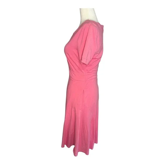 eShakti Pink Button Front Knit‎ Midi Dress Short Sleeve Casual Womens Size 4 - Picture 3 of 9